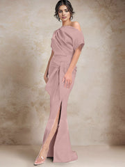 Trumpet Mermaid One Shoulder Mother Of The Bride Dresses With Split Side