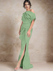 Trumpet Mermaid One Shoulder Mother Of The Bride Dresses With Split Side