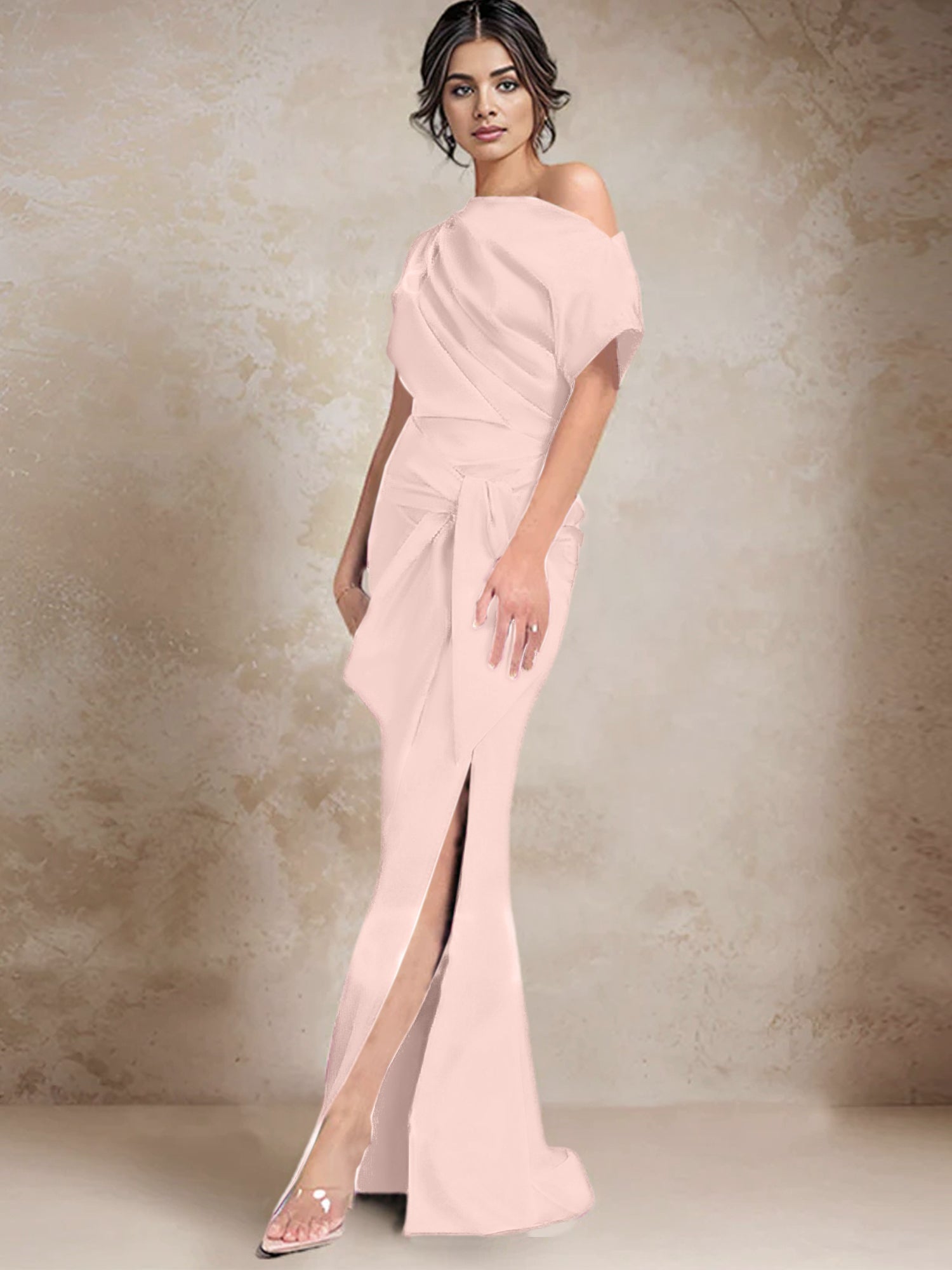 Trumpet Mermaid One Shoulder Mother Of The Bride Dresses With Split Side