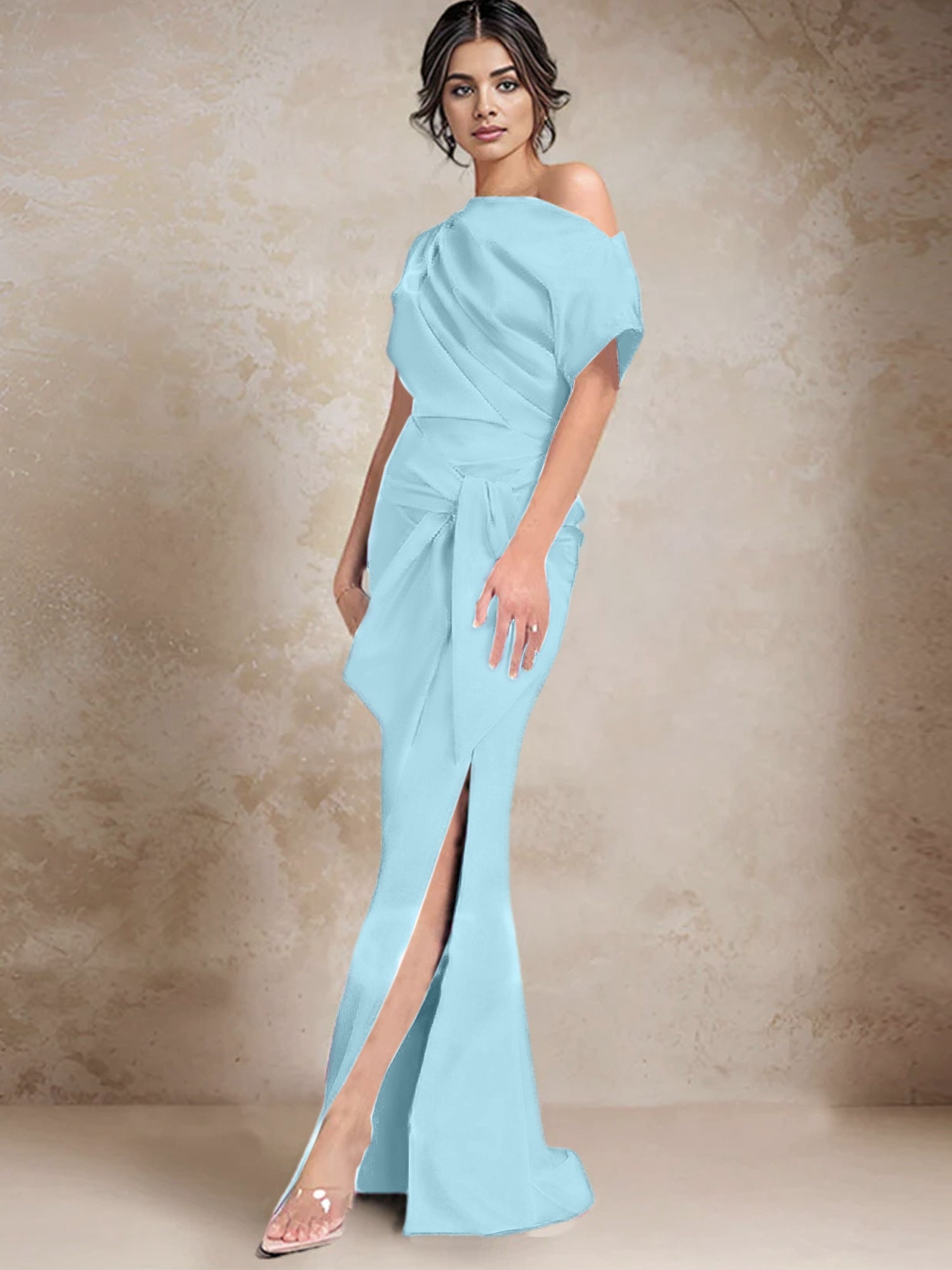 Trumpet Mermaid One Shoulder Mother Of The Bride Dresses With Split Side