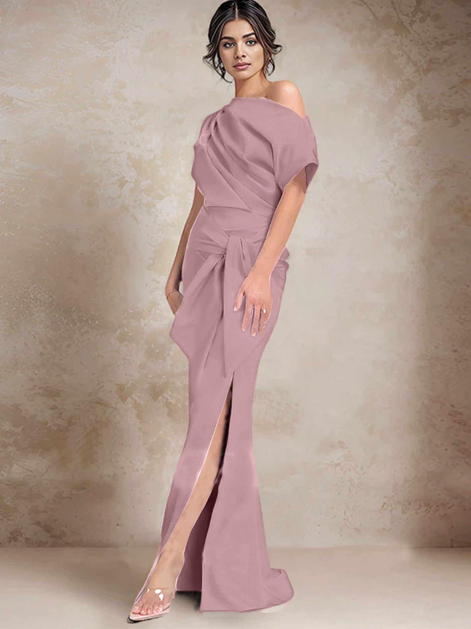 Trumpet Mermaid One Shoulder Mother Of The Bride Dresses With Split Side