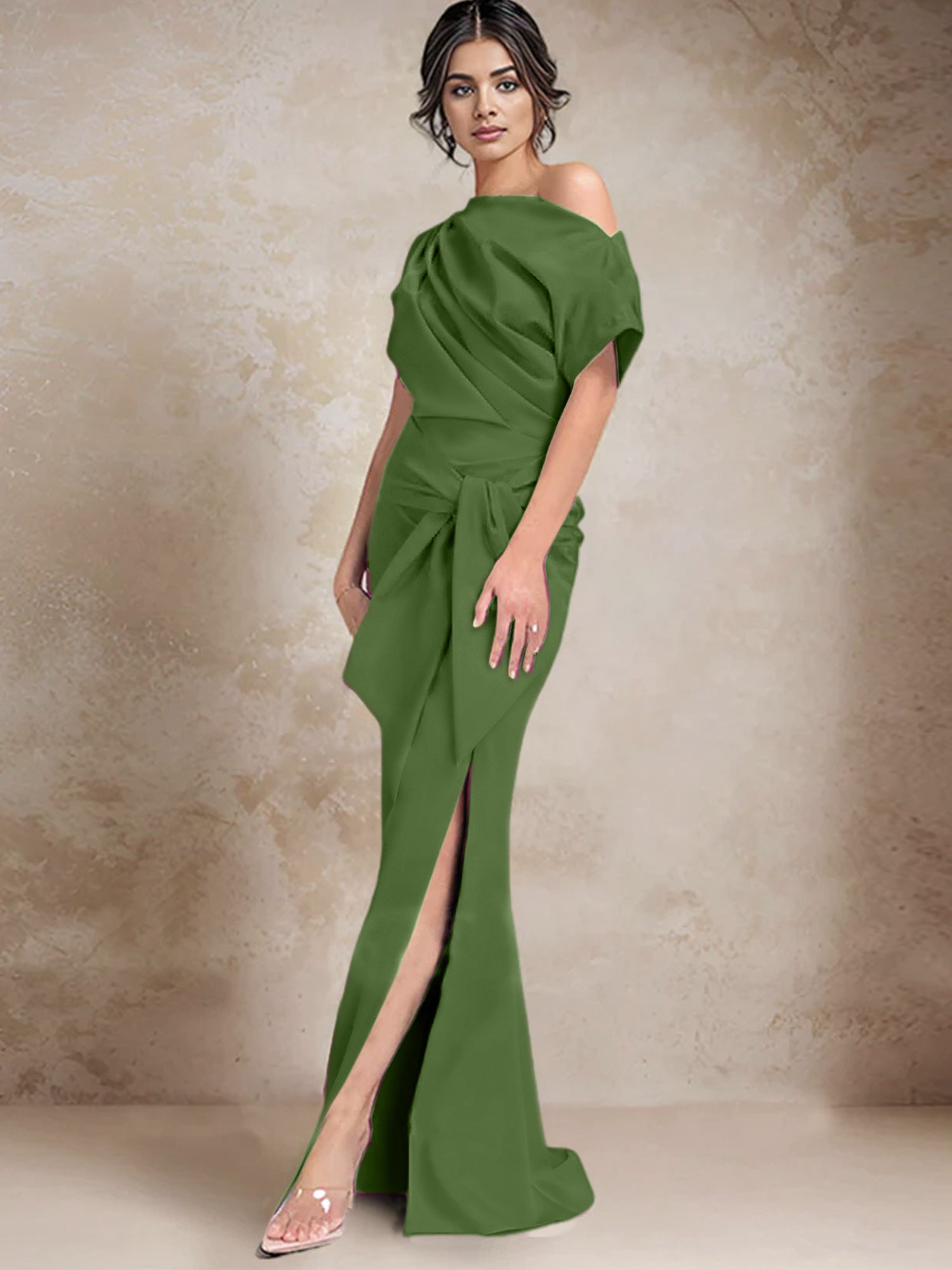 Trumpet Mermaid One Shoulder Mother Of The Bride Dresses With Split Side