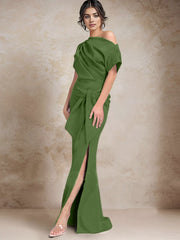 Trumpet Mermaid One Shoulder Mother Of The Bride Dresses With Split Side