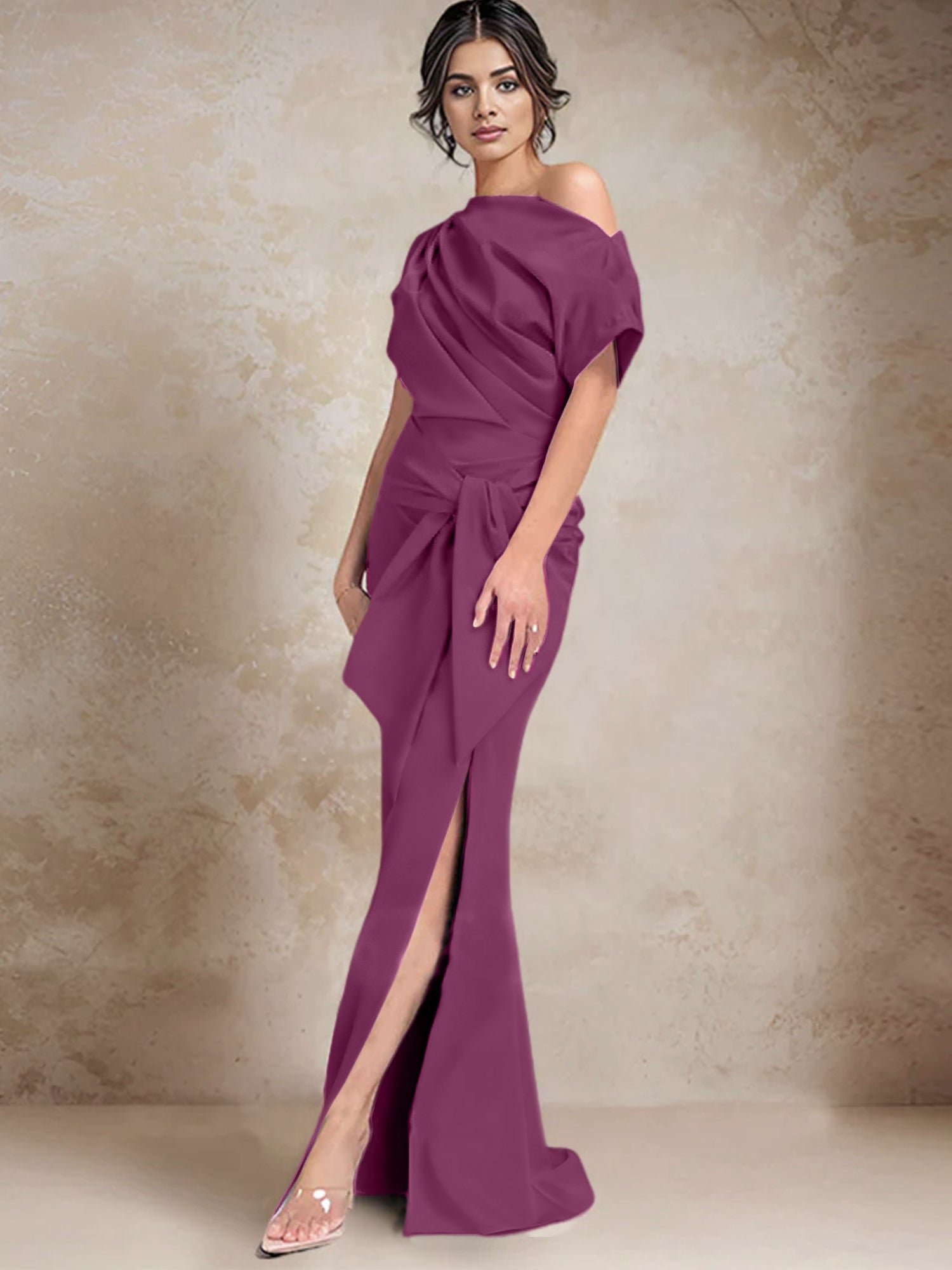 Trumpet Mermaid One Shoulder Mother Of The Bride Dresses With Split Side