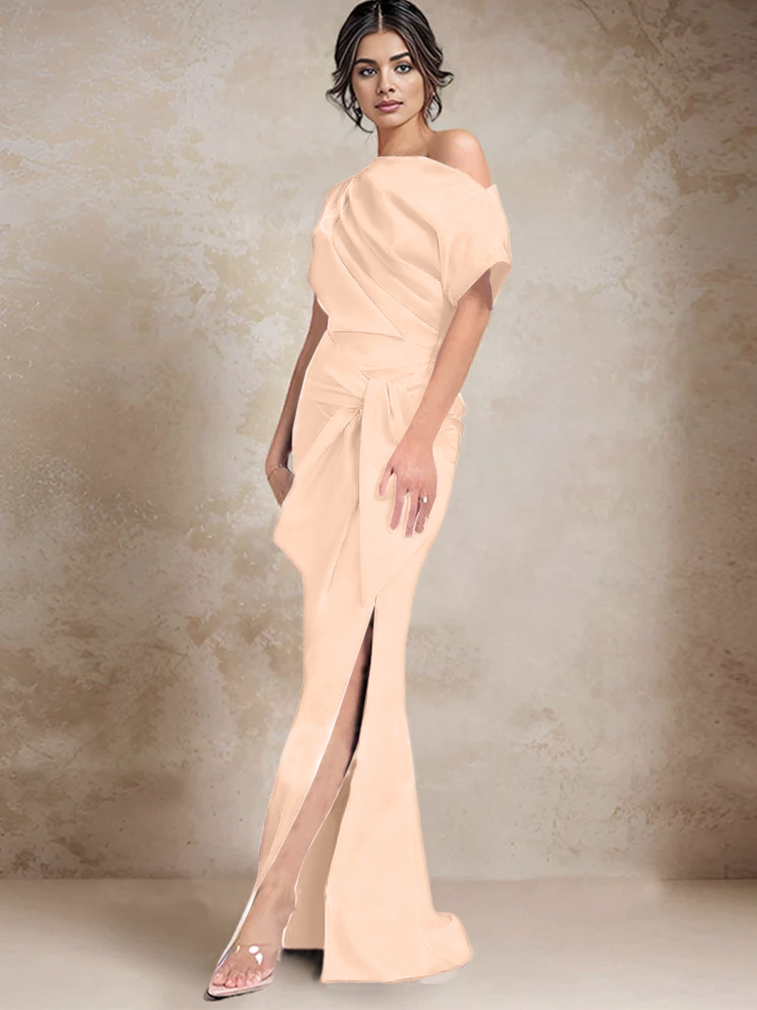 Trumpet Mermaid One Shoulder Mother Of The Bride Dresses With Split Side