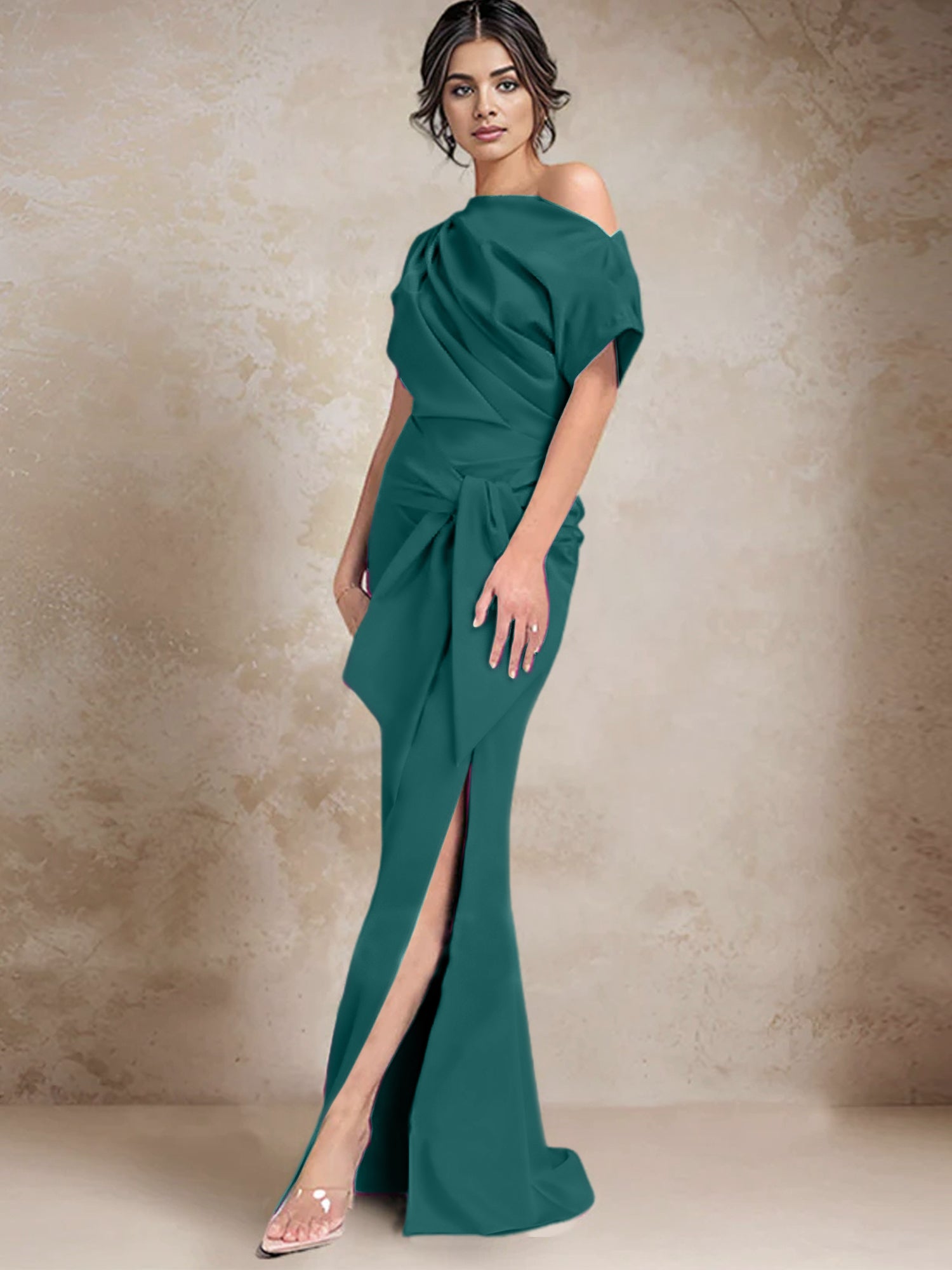 Trumpet Mermaid One Shoulder Mother Of The Bride Dresses With Split Side