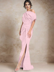 Trumpet Mermaid One Shoulder Mother Of The Bride Dresses With Split Side