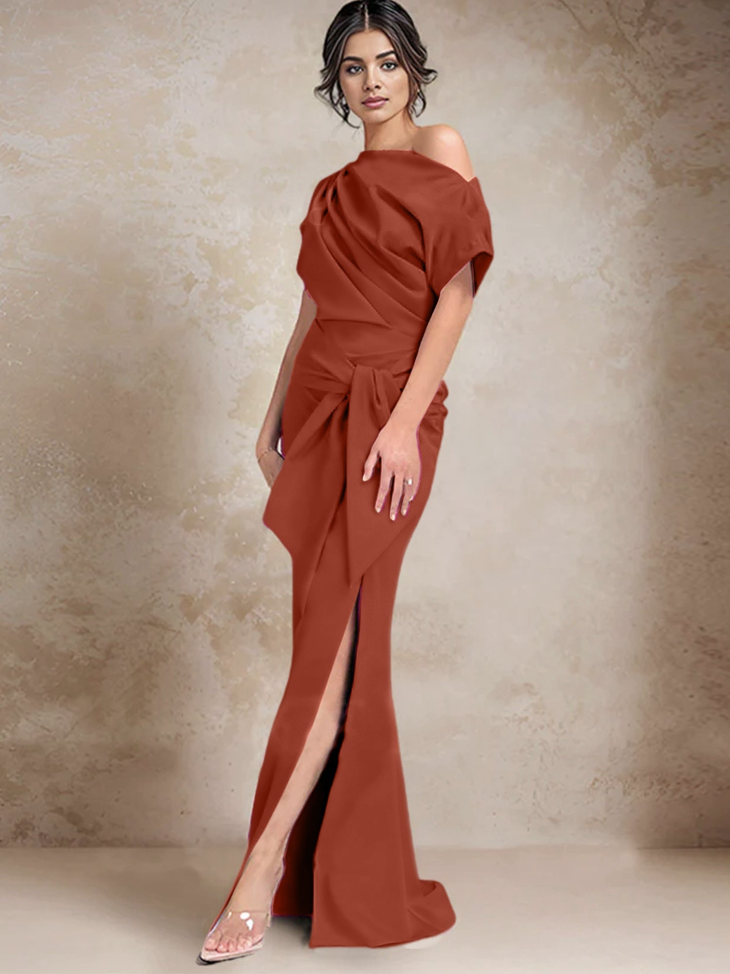 Trumpet Mermaid One Shoulder Mother Of The Bride Dresses With Split Side