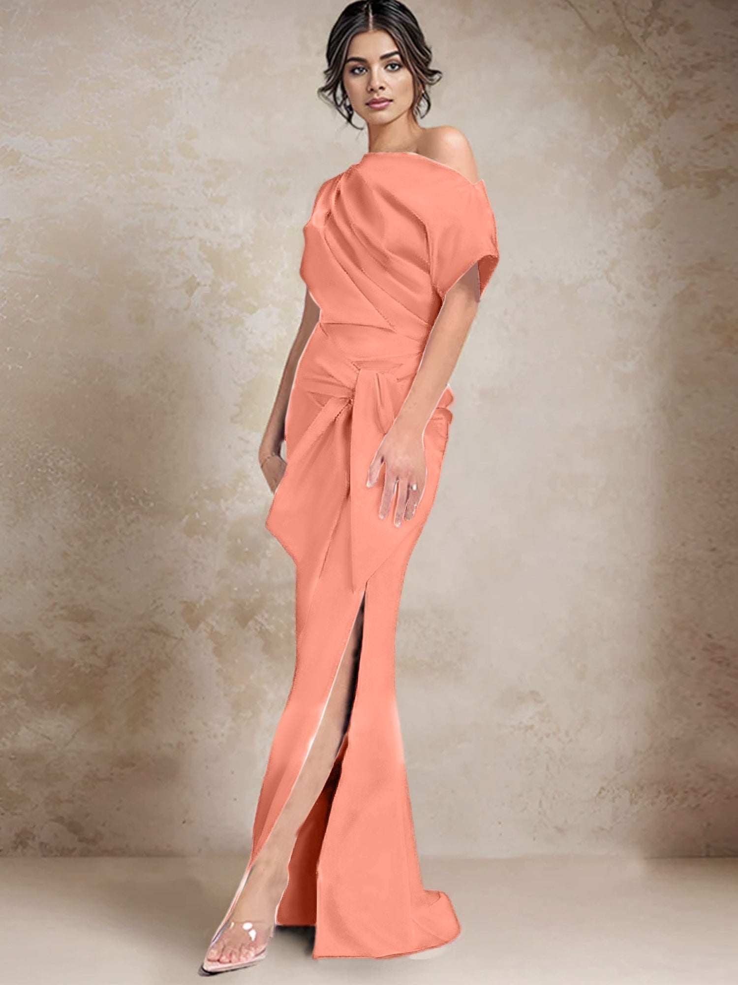 Trumpet Mermaid One Shoulder Mother Of The Bride Dresses With Split Side