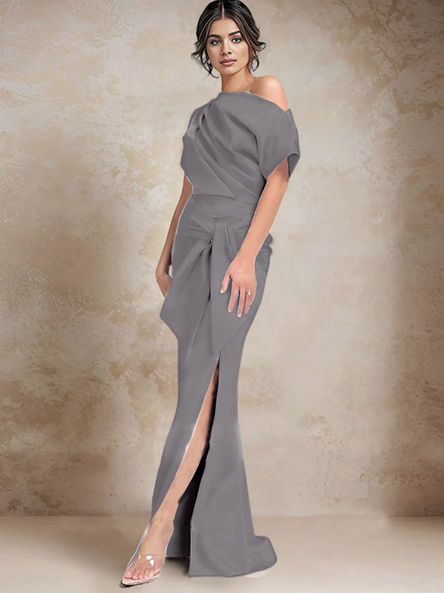 Trumpet Mermaid One Shoulder Mother Of The Bride Dresses With Split Side