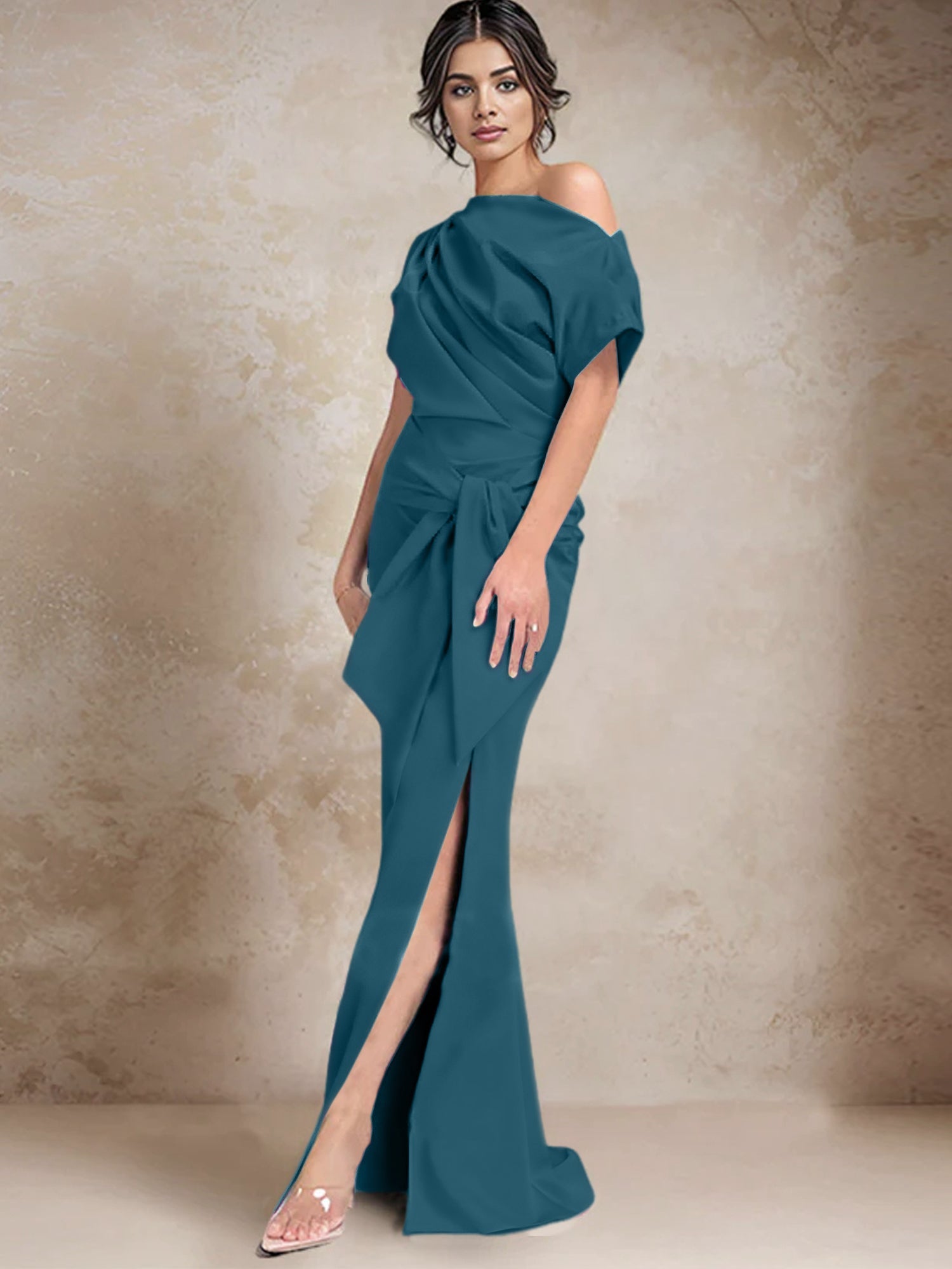 Trumpet Mermaid One Shoulder Mother Of The Bride Dresses With Split Side