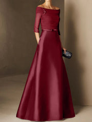 A Line Princess Off The Shoulder Short Sleeves Mother Of The Bride Dresses With Belt Applique