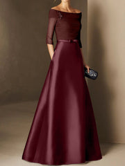 A Line Princess Off The Shoulder Short Sleeves Mother Of The Bride Dresses With Belt Applique