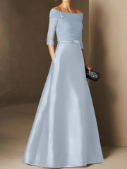 A Line Princess Off The Shoulder Short Sleeves Mother Of The Bride Dresses With Belt Applique