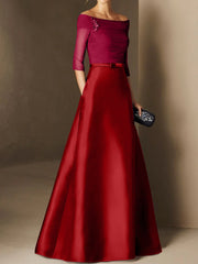 A-Line/Princess Off-the-Shoulder Short Sleeves Mother of the Bride Dresses with Belt Applique