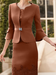 Sheath Column Scoop Knee Length Sleeveless Mother Of The Bride Dresses With Lace Sash