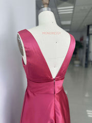 A Line Princess V Neck Sleeveless Mother Of The Bride Dresses With Split Side