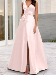 A Line Princess V Neck Sleeveless Mother Of The Bride Dresses With Split Side