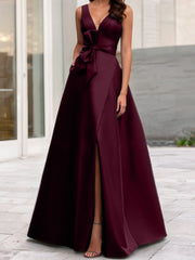 A Line Princess V Neck Sleeveless Mother Of The Bride Dresses With Split Side