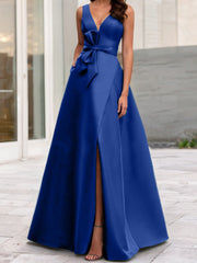 A Line Princess V Neck Sleeveless Mother Of The Bride Dresses With Split Side