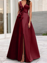 A Line Princess V Neck Sleeveless Mother Of The Bride Dresses With Split Side