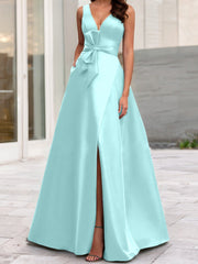 A Line Princess V Neck Sleeveless Mother Of The Bride Dresses With Split Side