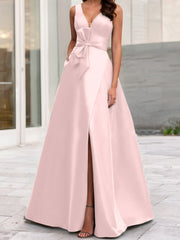A Line Princess V Neck Sleeveless Mother Of The Bride Dresses With Split Side