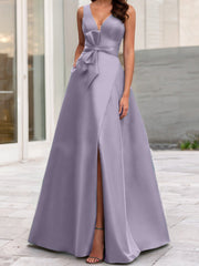 A Line Princess V Neck Sleeveless Mother Of The Bride Dresses With Split Side
