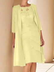 Sheath Column Jewel Neck Short Sleeves Knee Length Mother Of The Bride Dresses With Lace