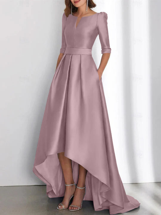 A Line Princess Half Sleeves Asymmetrical Mother Of The Bride Dresses With Pockets