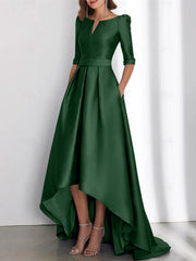 A Line Princess Half Sleeves Asymmetrical Mother Of The Bride Dresses With Pockets