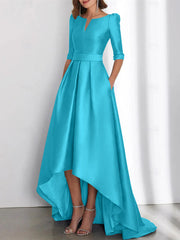 A Line Princess Half Sleeves Asymmetrical Mother Of The Bride Dresses With Pockets
