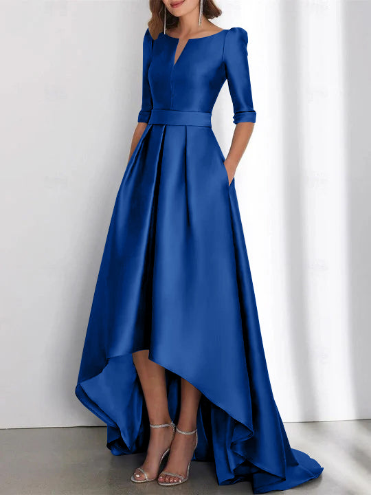 A Line Princess Half Sleeves Asymmetrical Mother Of The Bride Dresses With Pockets