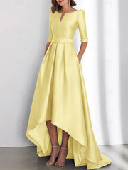 A Line Princess Half Sleeves Asymmetrical Mother Of The Bride Dresses With Pockets