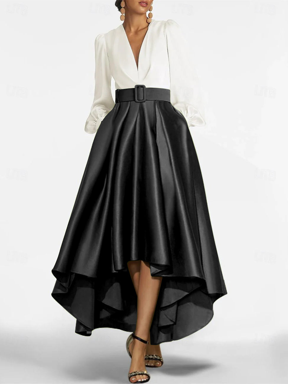 A Line Princess V Neck Asymmetrical Mother Of The Bride Dresses With Belt