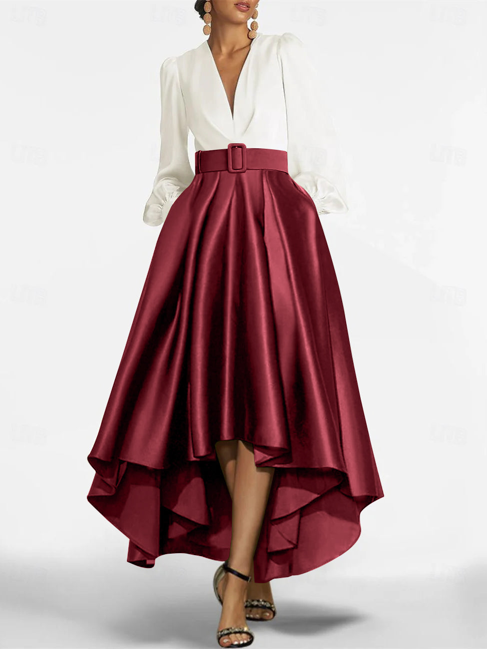 A Line Princess V Neck Asymmetrical Mother Of The Bride Dresses With Belt