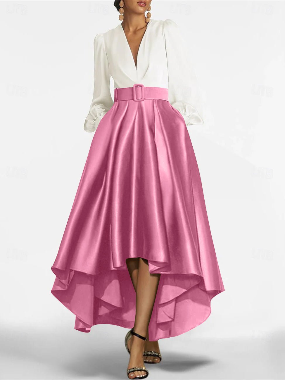 A Line Princess V Neck Asymmetrical Mother Of The Bride Dresses With Belt