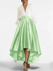 A Line Princess V Neck Asymmetrical Mother Of The Bride Dresses With Belt