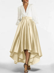 A Line Princess V Neck Asymmetrical Mother Of The Bride Dresses With Belt
