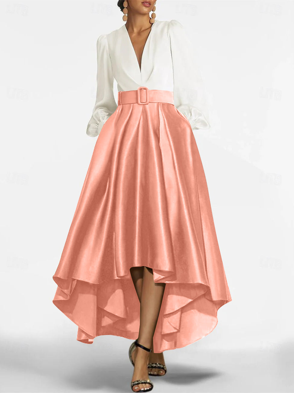 A Line Princess V Neck Asymmetrical Mother Of The Bride Dresses With Belt
