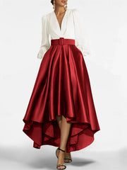 A Line Princess V Neck Asymmetrical Mother Of The Bride Dresses With Belt