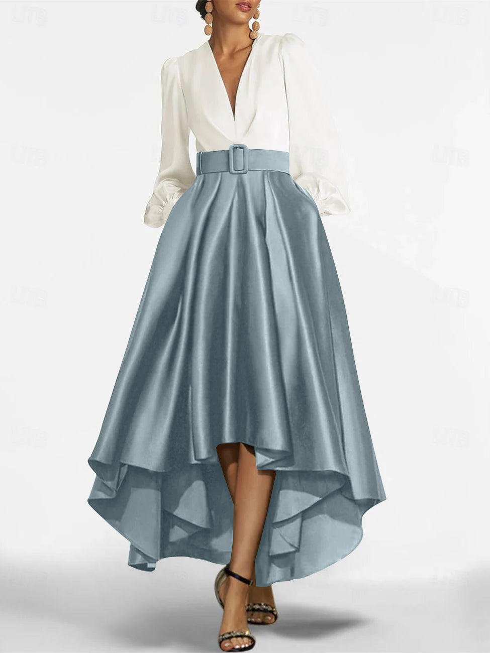 A Line Princess V Neck Asymmetrical Mother Of The Bride Dresses With Belt