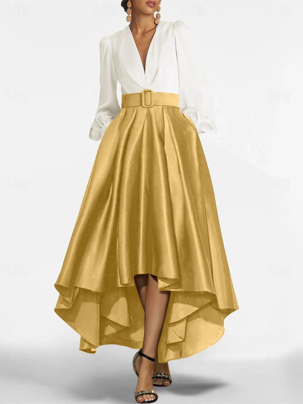 A Line Princess V Neck Asymmetrical Mother Of The Bride Dresses With Belt