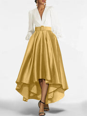 A Line Princess V Neck Asymmetrical Mother Of The Bride Dresses With Belt