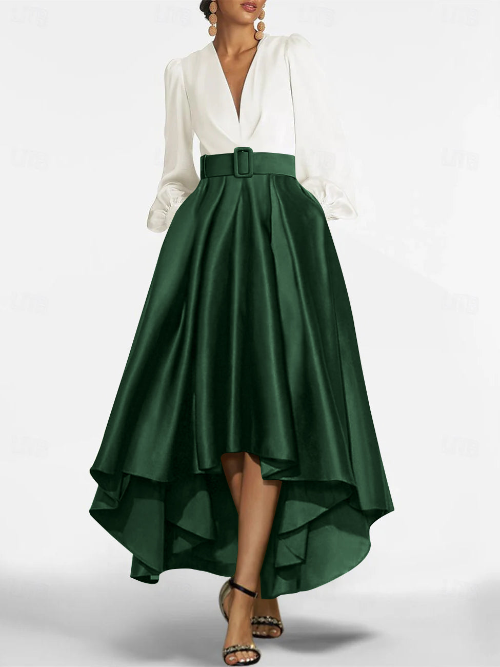 A Line Princess V Neck Asymmetrical Mother Of The Bride Dresses With Belt