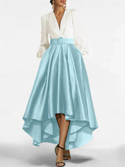 A Line Princess V Neck Asymmetrical Mother Of The Bride Dresses With Belt