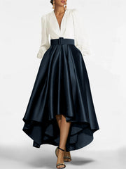 A Line Princess V Neck Asymmetrical Mother Of The Bride Dresses With Belt