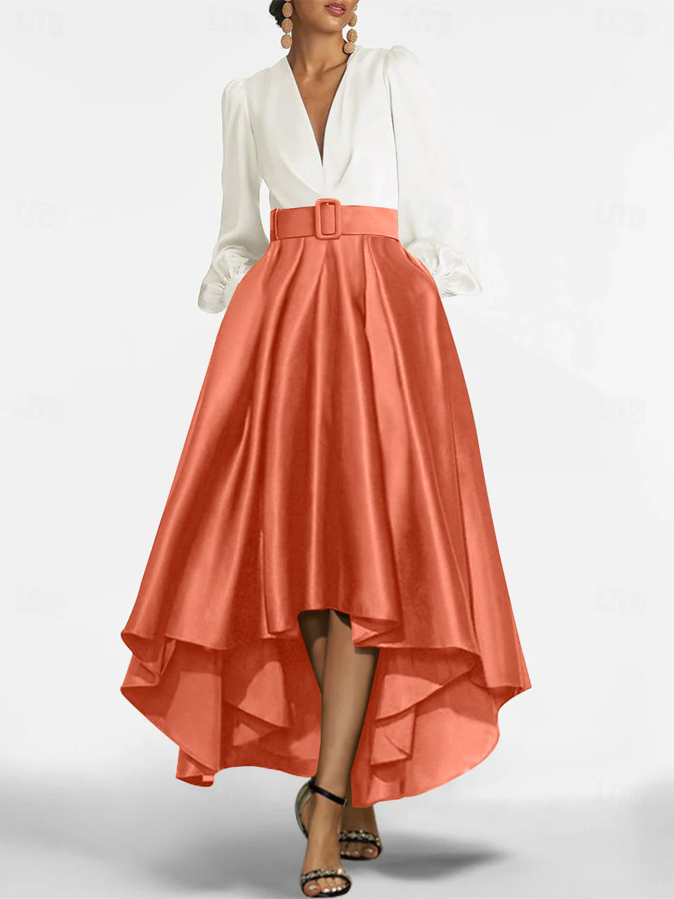 A Line Princess V Neck Asymmetrical Mother Of The Bride Dresses With Belt