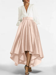 A Line Princess V Neck Asymmetrical Mother Of The Bride Dresses With Belt