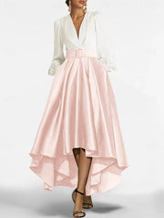 A Line Princess V Neck Asymmetrical Mother Of The Bride Dresses With Belt